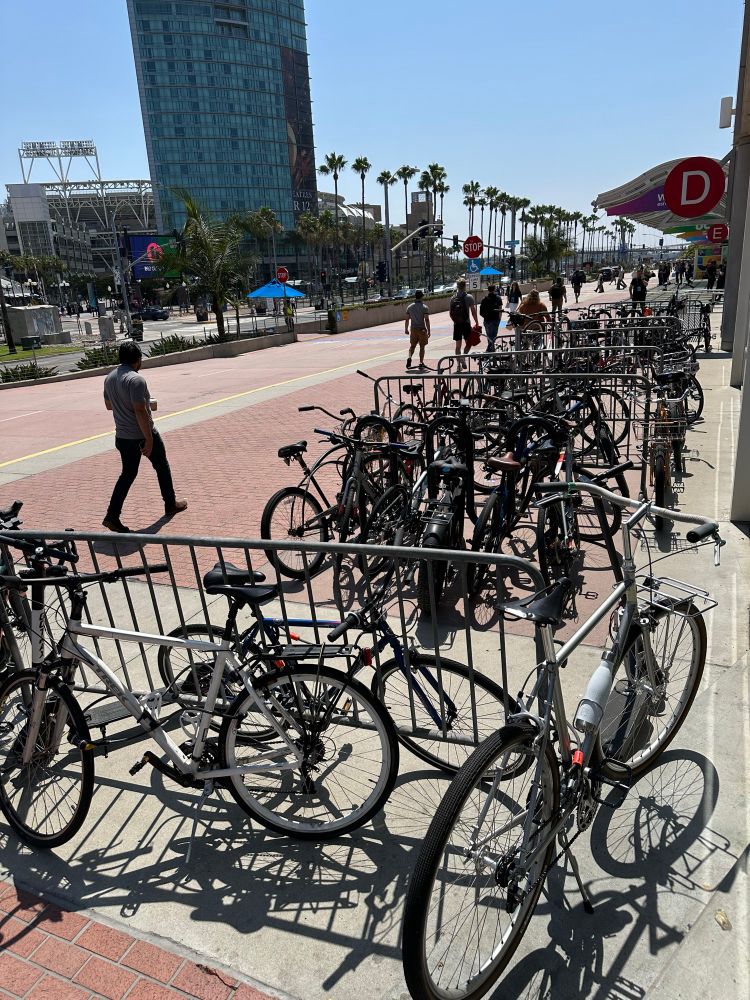 Bikes parked outside the convention center in San Diego, CA