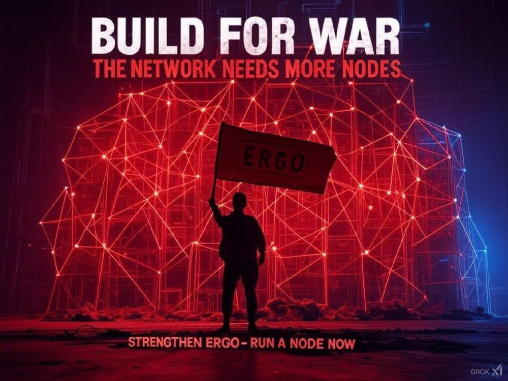 Build for war. The network needs more node. Run an ergo node now. Ergo propaganda poster.