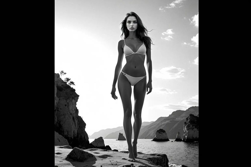 Prompt:   young woman, beautiful face, standing, great body, gorgeous figure, long legs, pretty eyes, long hair, learns ECMAScript programming language, beautiful background, magnificent scenery, Vasily Polenov style,    HD, sharp focus, stunningly beautiful, hyper-detailed, (b&w, Monochromatic, Film Photography:1,3), Photorealistic, Hyperrealistic, Hyperdetailed, film noir, analog style, soft lighting, subsurface scattering, realistic, heavy shadow, masterpiece, best quality, ultra realistic, 8k, golden ratio, Intricate, High Detail, film photography, soft focus

Negative prompt: , extra eyes, bad eyes, ugly eyes, imperfect eyes, deformed pupils, deformed iris, cross-eyed, poorly drawn face, bad face, fused face, ugly face, worst face, unrealistic skin texture, out of frame, poorly drawn hands, cloned face, double face, blurry, bad quality

Text model: llama3

Image model: EventHorizonPictoXL