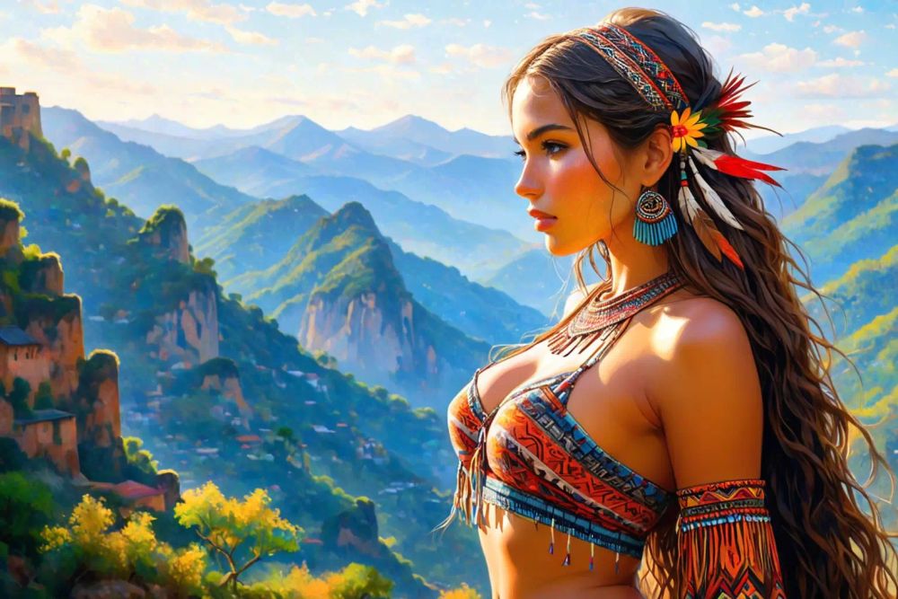 Prompt: NSFW,  young woman, beautiful face, standing, great body, gorgeous figure, long legs, pretty eyes, long hair, learns AWK programming language, beautiful background, magnificent scenery, Georges Seurat style,    HD, sharp focus, stunningly beautiful, hyper-detailed, tribal style, indigenous, ethnic, traditional patterns, bold, natural colors, highly detailed

Negative prompt: verybadimagenegative, bad_prompt_version2-neg, easynegative, FastNegativeV2, modern, futuristic, minimalist, pastel, extra eyes, bad eyes, ugly eyes, imperfect eyes, deformed pupils, deformed iris, cross-eyed, poorly drawn face, bad face, fused face, ugly face, worst face, unrealistic skin texture, out of frame, poorly drawn hands, cloned face, double face, blurry, bad quality

Text model: aya-expanse

Image model: CHEYENNE