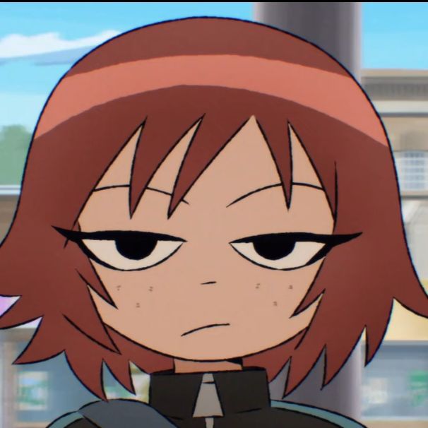 A headshot of Kim Pine from Scott Pilgrim takes over. She looks unimpressed at the camera.