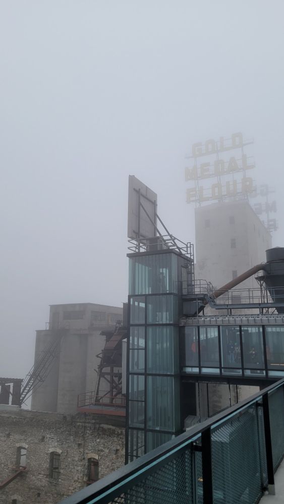 Foggy view on top of Mill City Museum