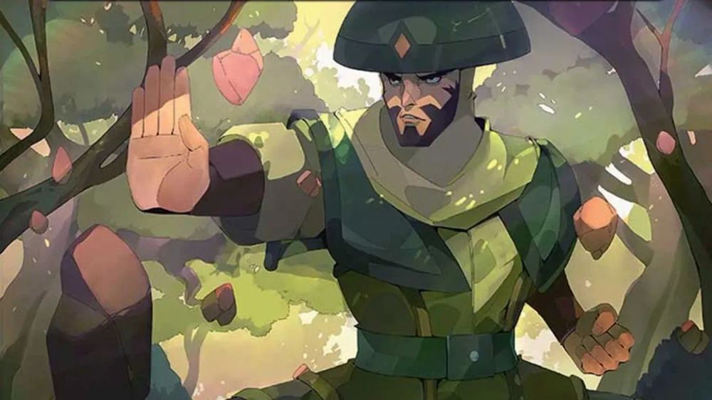 A close-up of the artwork of the Earthen Ally Magic the Gathering card.