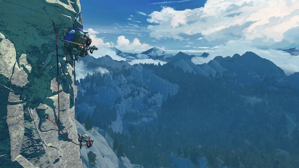Cairn screenshot of Aava climbing a mountain. 