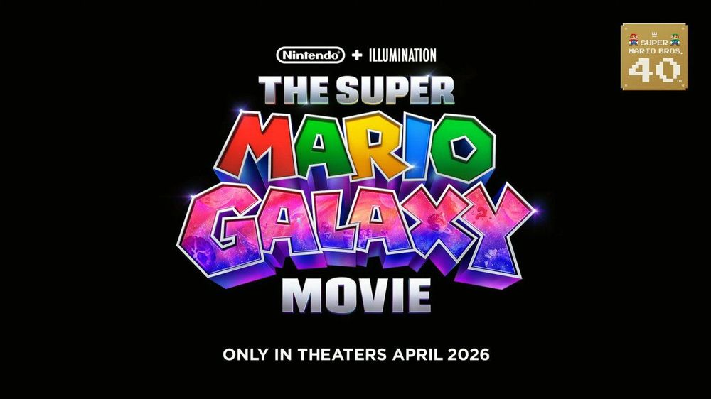 A screenshot of The Super Mario Galaxy Movie title treatment