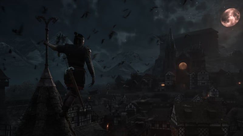 The Blood of Dawnwalker image of Coen perched on a rooftop.