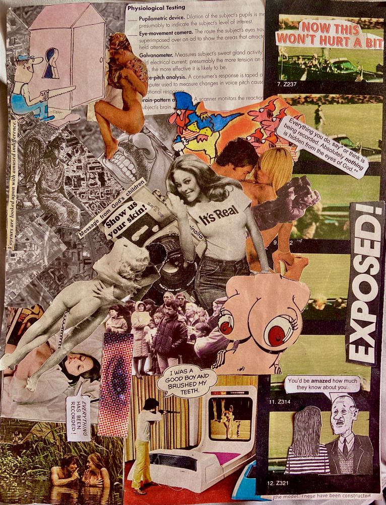 collection of clippings from porno mags and Chick Tracts