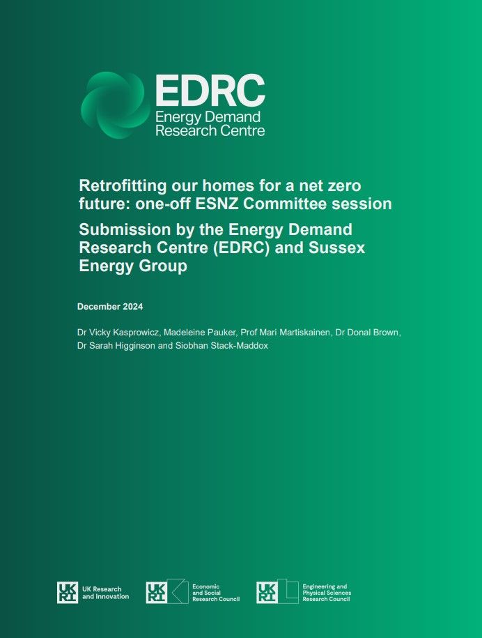 Retrofitting our homes EDRC and Sussex Energy Group consultation response front cover