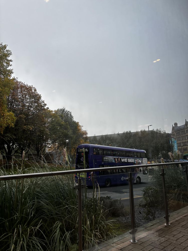 View out the breakfast room at the hotel in Bradford overlooking Vicar Lane 