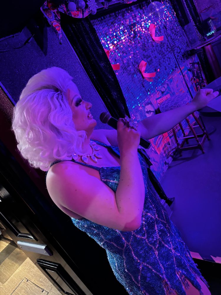 Miss Penny awaiting to go on stage at Halfway to Heaven 