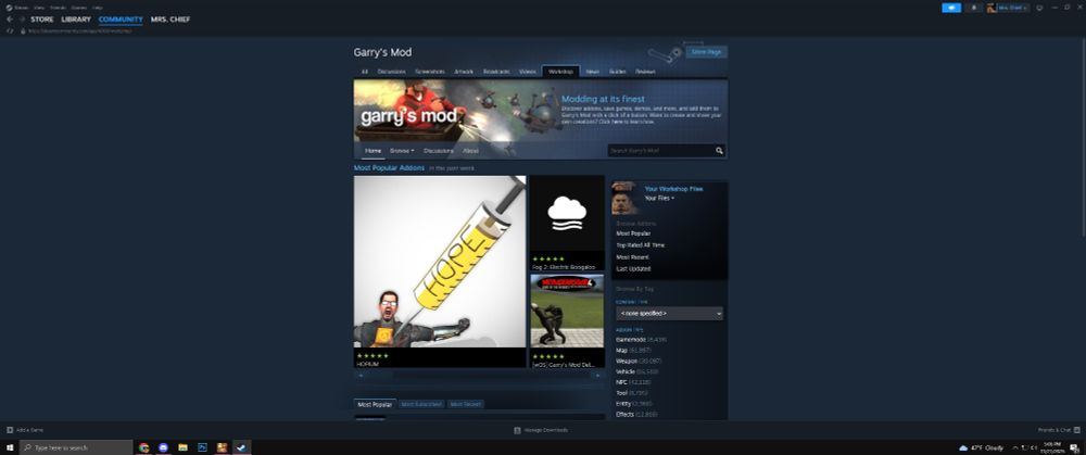 half life hopium meme on the g-mod workshop main page