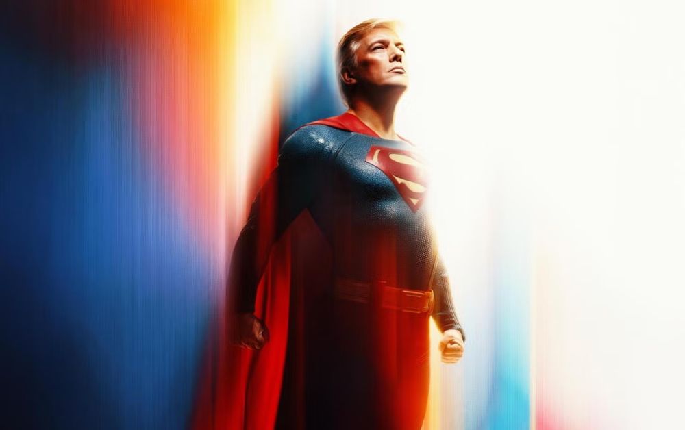 Trump propaganda image of him as Superman
