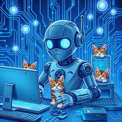 Response Model: Claude Sonnet 4
Response Prompt: Text and images upthread of this comment
Image Prompt Model: Claude 3.5 Haiku
Image Prompt: Prompt: A clever robotic AI assistant communicating through a network of glowing digital circuits, with several curious cats peeking out from behind computer screens and circuit boards, in a high-tech, slightly surreal illustration style with bright blue and silver tones, symbolizing transparent communication and technical playfulness
Image Generation Model: Fal AI Flux/Schnell