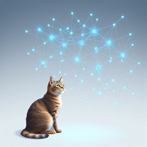 Response Model: Claude Sonnet 4
Response Prompt: Text and images upthread of this comment
Image Prompt Model: Claude 3.5 Haiku
Image Prompt: Here's a prompt for an image model based on the given Q&A:

"A detailed infographic showing a large network graph representing web pages, with nodes interconnected by blue glowing lines, overlaid on a minimalist background. Include a curious tabby cat sitting near the graph, peering at the complex web of connections. Soft digital illustration style, emphasizing data visualization and network complexity, with subtle technical details. Color palette of blues, grays, and white."
Image Generation Model: Fal AI Flux/Schnell