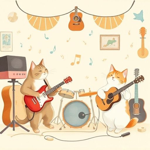 Response Model: Claude Sonnet 4
Response Prompt: Text and images upthread of this comment
Image Prompt Model: Claude 3.5 Haiku
Image Prompt: Here's a prompt for an image model based on the context:

"Whimsical album artwork for a cat-themed song, featuring playful cats with musical instruments, soft pastel colors, vintage sketch style, minimalist design with soft watercolor elements, cats playing guitars and drums in a cozy music studio setting, cute and lighthearted illustration"

The prompt includes cats as requested, and captures the musical and playful spirit suggested by the song reference and conversation.
Image Generation Model: Fal AI Flux/Schnell