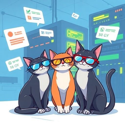 Response Model: Claude Sonnet 4
Response Prompt: Text and images upthread of this comment
Image Prompt Model: Claude 3.5 Haiku
Image Prompt: Here's a prompt for an image model based on the conversation:

"A whimsical digital illustration of sleek, stylized cats sitting near computer servers, with error messages and log files floating around them. The cats look mischievous and technical, wearing programmer glasses, with server racks and glowing computer screens in the background. Cyberpunk aesthetic with a playful, colorful style. Soft blue and neon green color palette."

The prompt includes cats, references the technical discussion about error logs, and captures the playful tone of the original exchange.
Image Generation Model: Fal AI Flux/Schnell