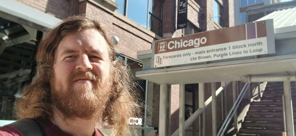 Selfie in front of Chicago train station 
