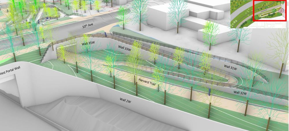 Rendering of the connection between 10th Ave and the trail below