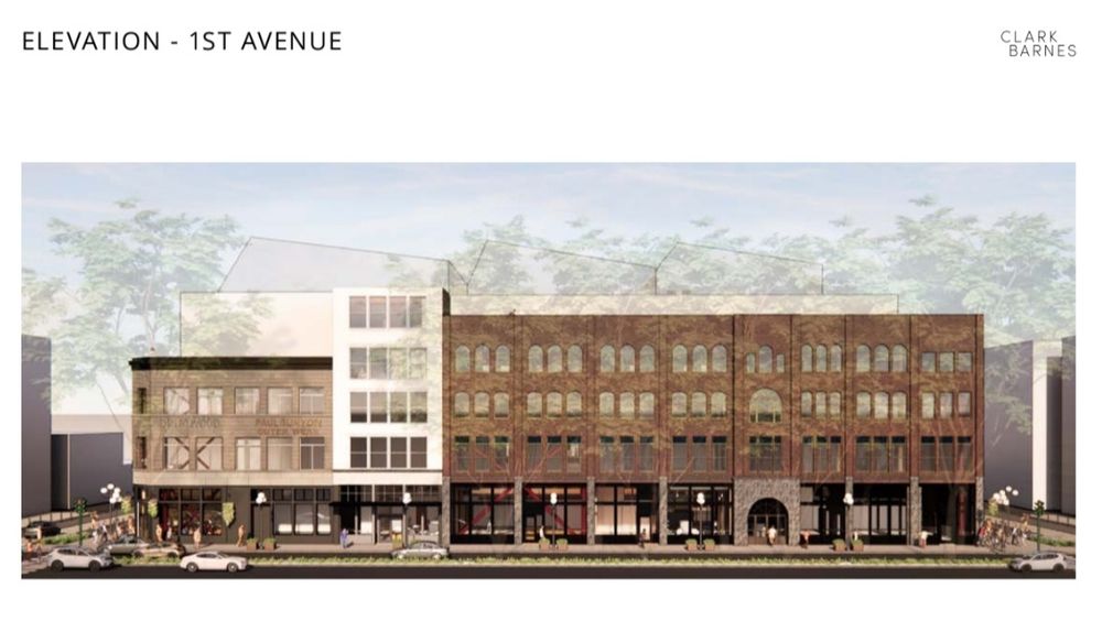 Rendering of the renovated building from First Ave