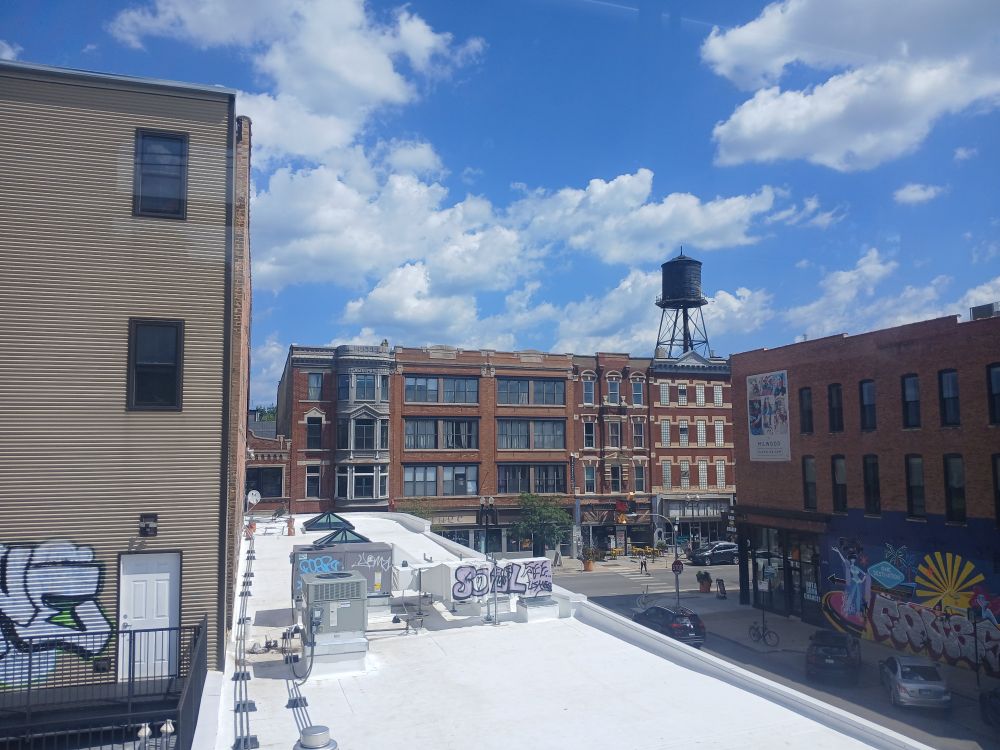 View of rooftops from the El