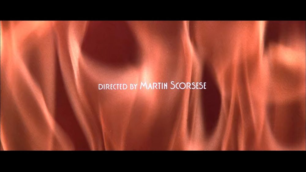Some fire with text in the middle that reads « directed by Martin Scorsese »