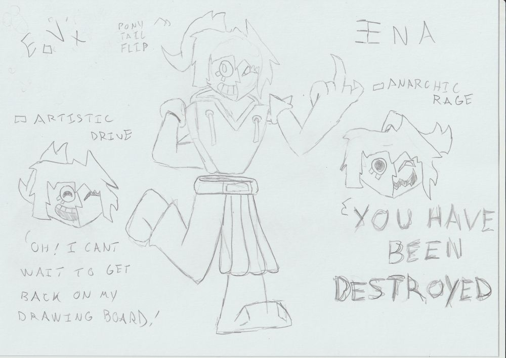 An attempt at an ENA sona

Artistic Drive : OH ! I cant wait to get back on my drawing board !

Anarchic Rage : YOU HAVE BEEN DESTROYED.