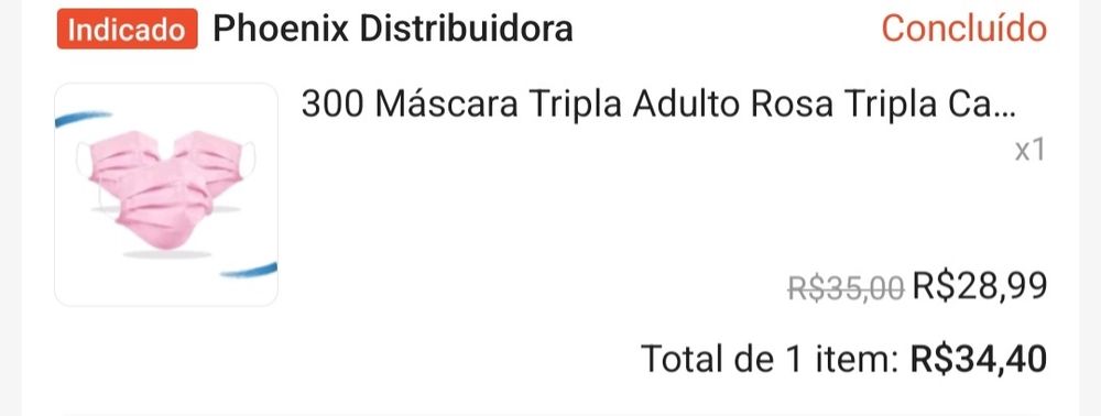 Compra de 300 máscaras tripla adulto