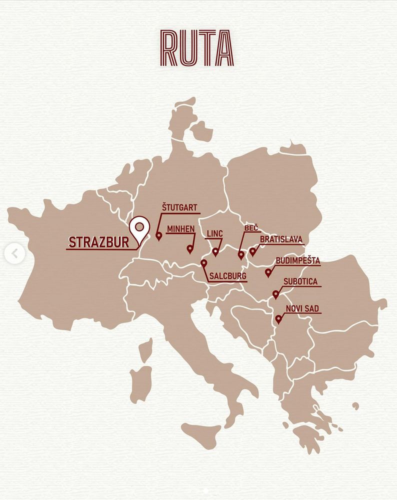 Students from Serbia have just announced that they are going to cycle to Strasbourg. This is their route.
