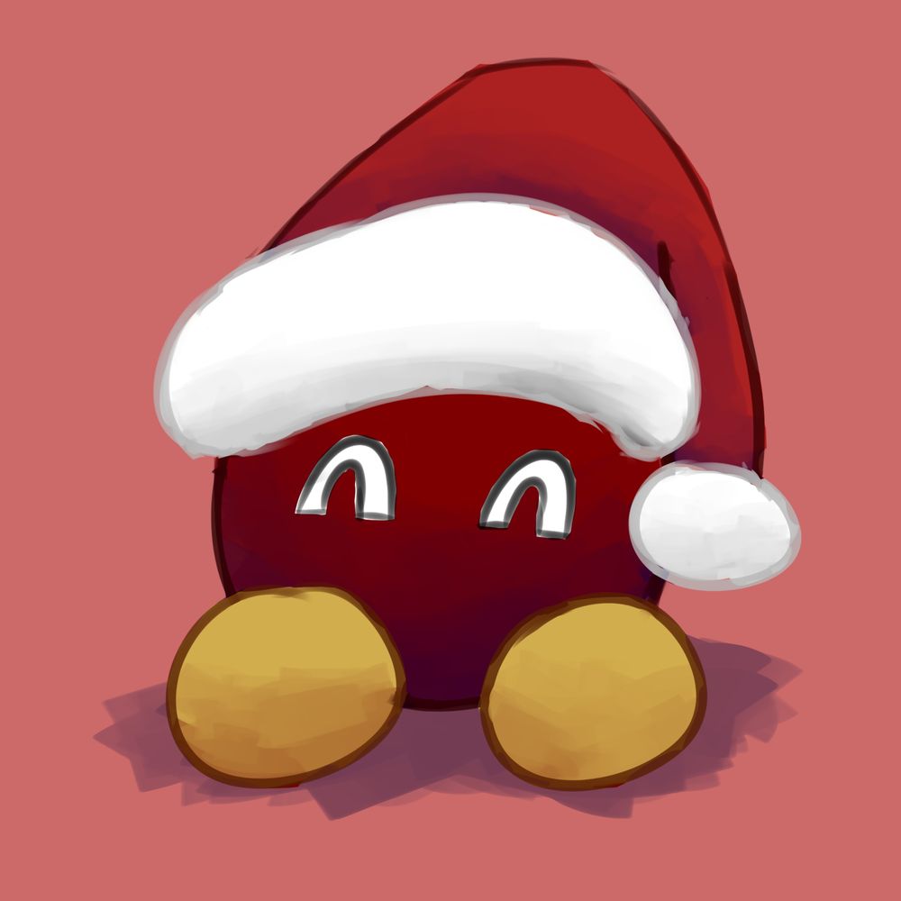 A Bob-omb character who I still can’t come up with a name for…
All I know is that he is Christmas based. 
I also decided to practice color mixing. 
