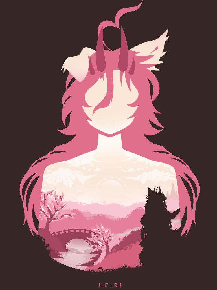 Silhouette art piece of my OC and vtuber model: Heiri
