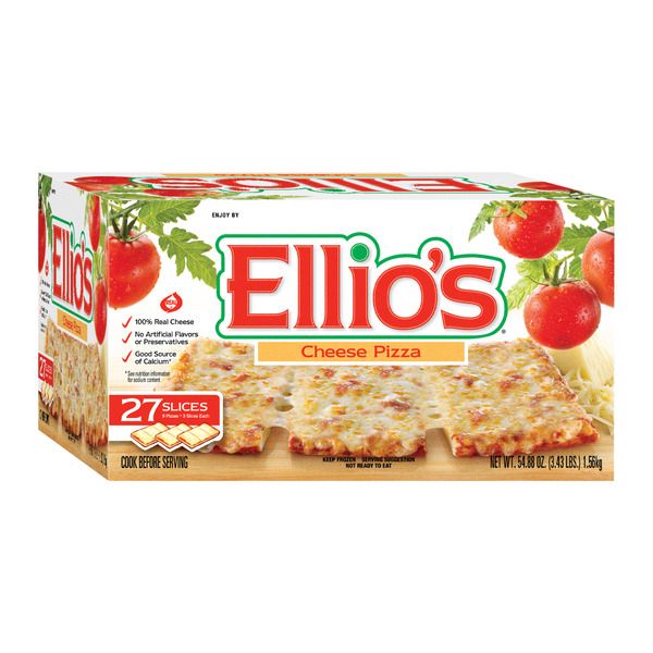 box of Ellio’s cheese pizza