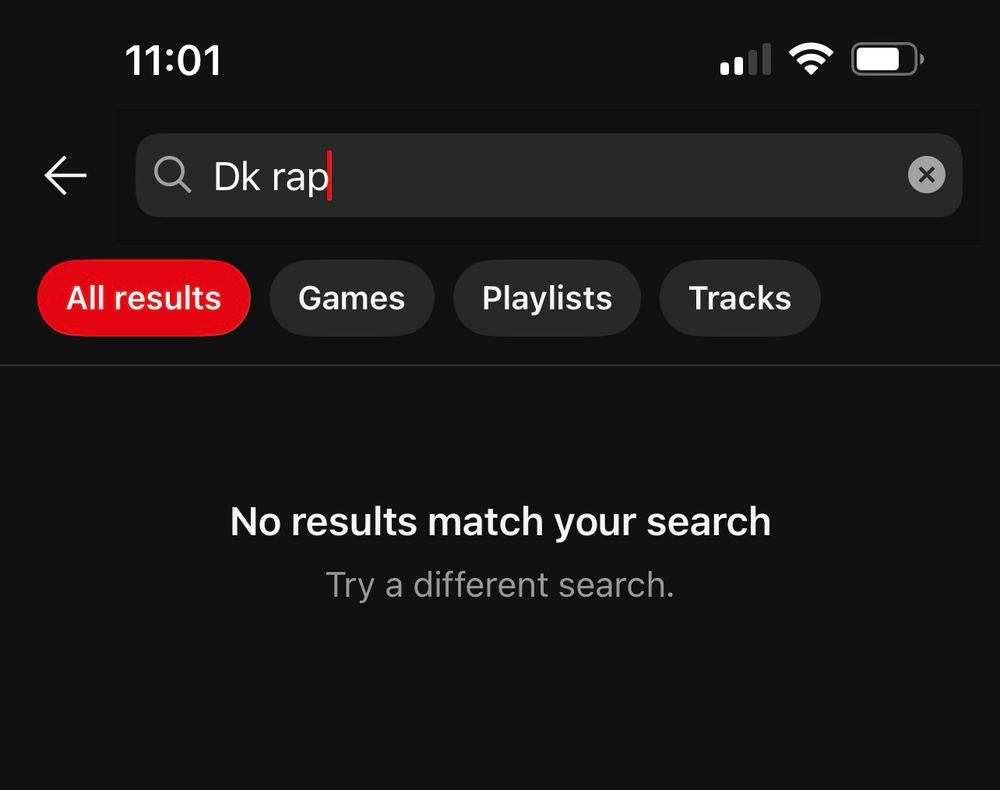 searching for DK rap in the Nintendo music app and getting no results