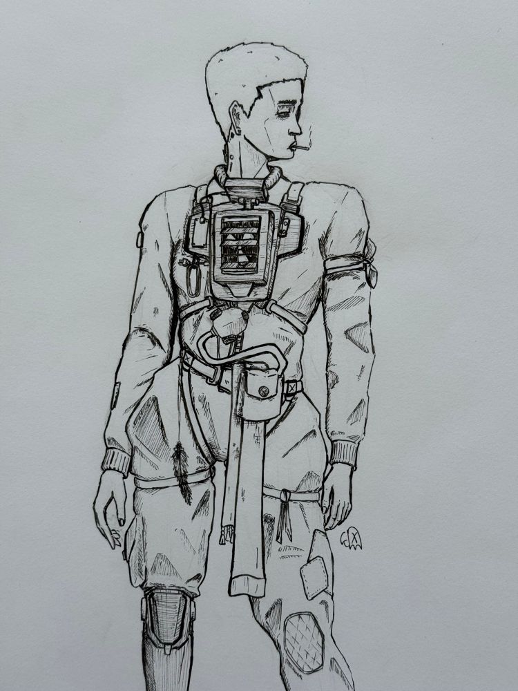 An OC with the alias F#. She is a cool and calculated Data Diver, someone who infiltrates and enters into old world cyberspace.