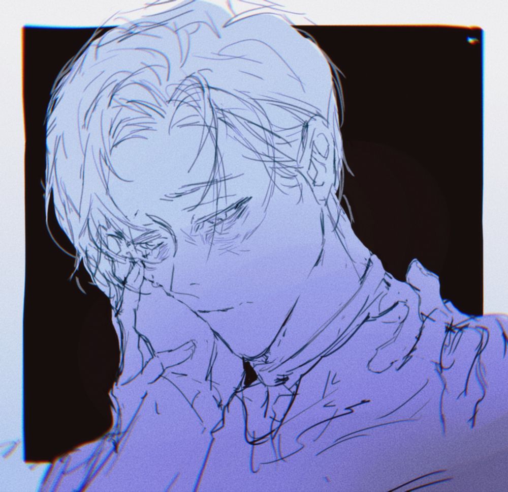 The illustration shows a same male crying as his face rests gently against someone’s comforting hand.