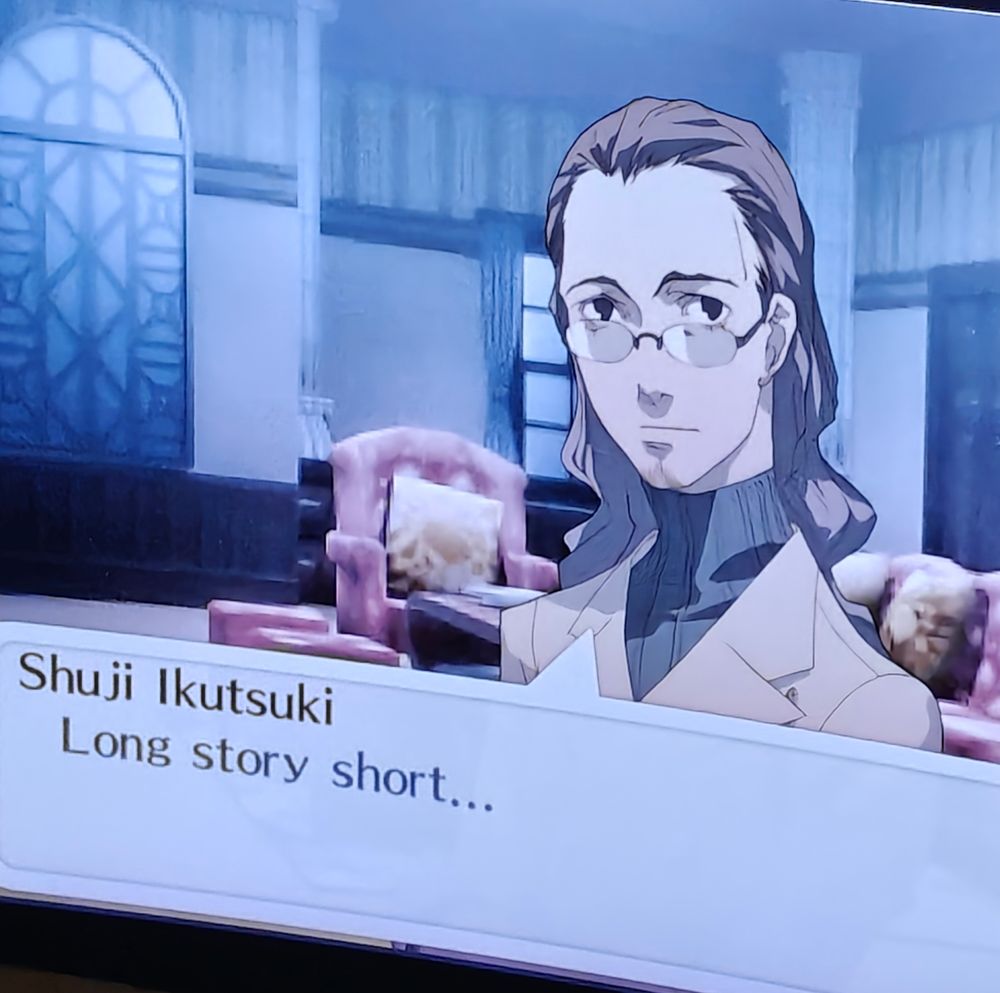photo of gameplay from persona 3 portable, depicting Shuji Ikutsuki