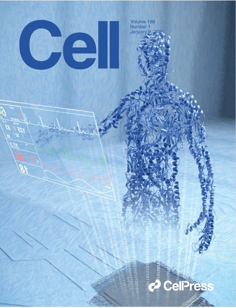 The cover image portrays a human composed of proteins who is examining their health status (represented by the ECG monitoring interface) with the assistance of artificial intelligence (represented by the chip and binary codes).