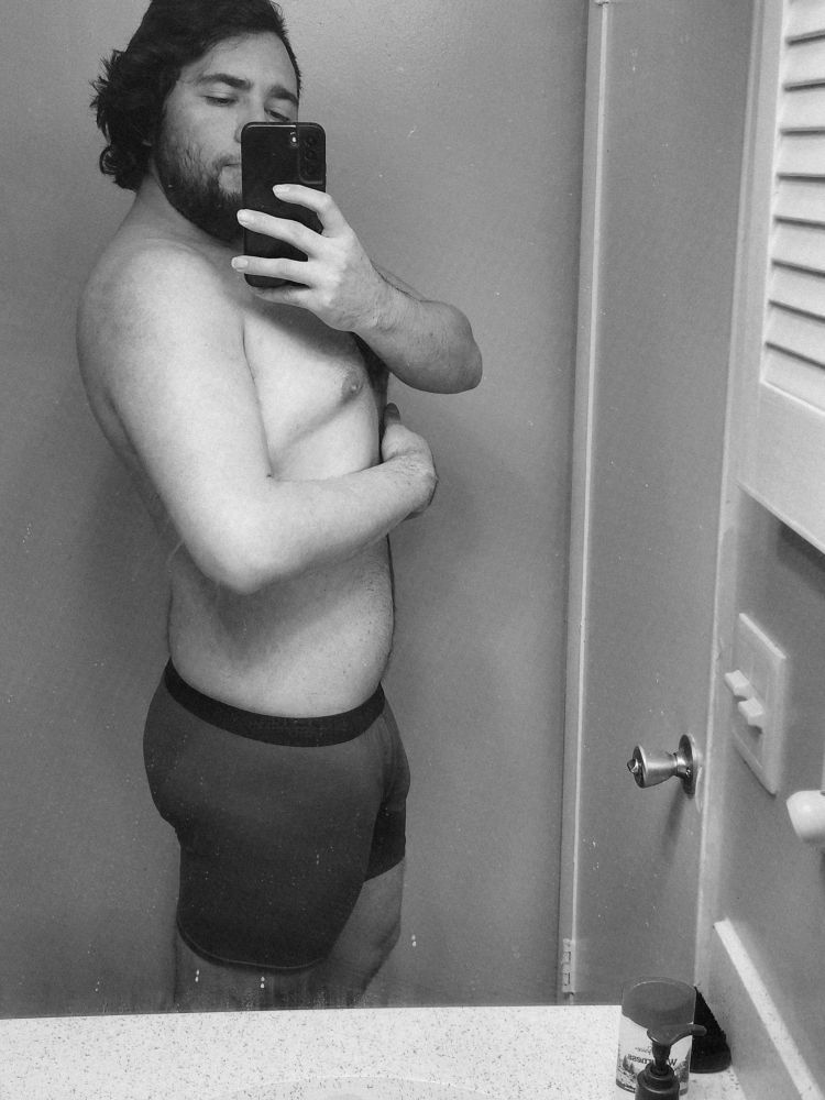 Bathroom selfie of me feeling myself in the mirror in boxer briefs