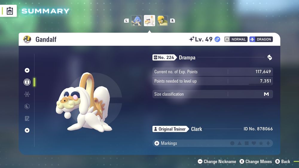 Picture of my shiny Drampa nicknamed "Gandalf"