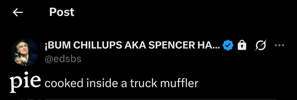 pie cooked inside a truck muffler