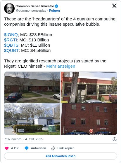  Auf Twitter wurden nun die Gebäude von IonQ, D-Wave und Co veröffentlicht, was daran erinnert, dass es sich noch im kleine Firmen handelt.