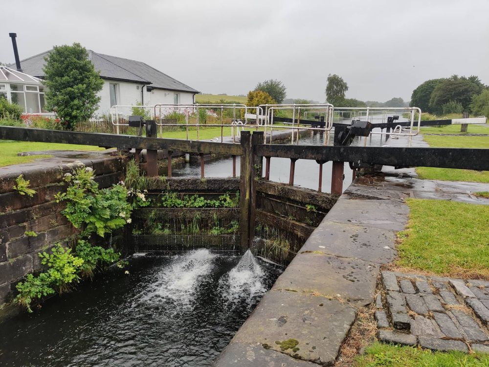 Canal lock covered in plants