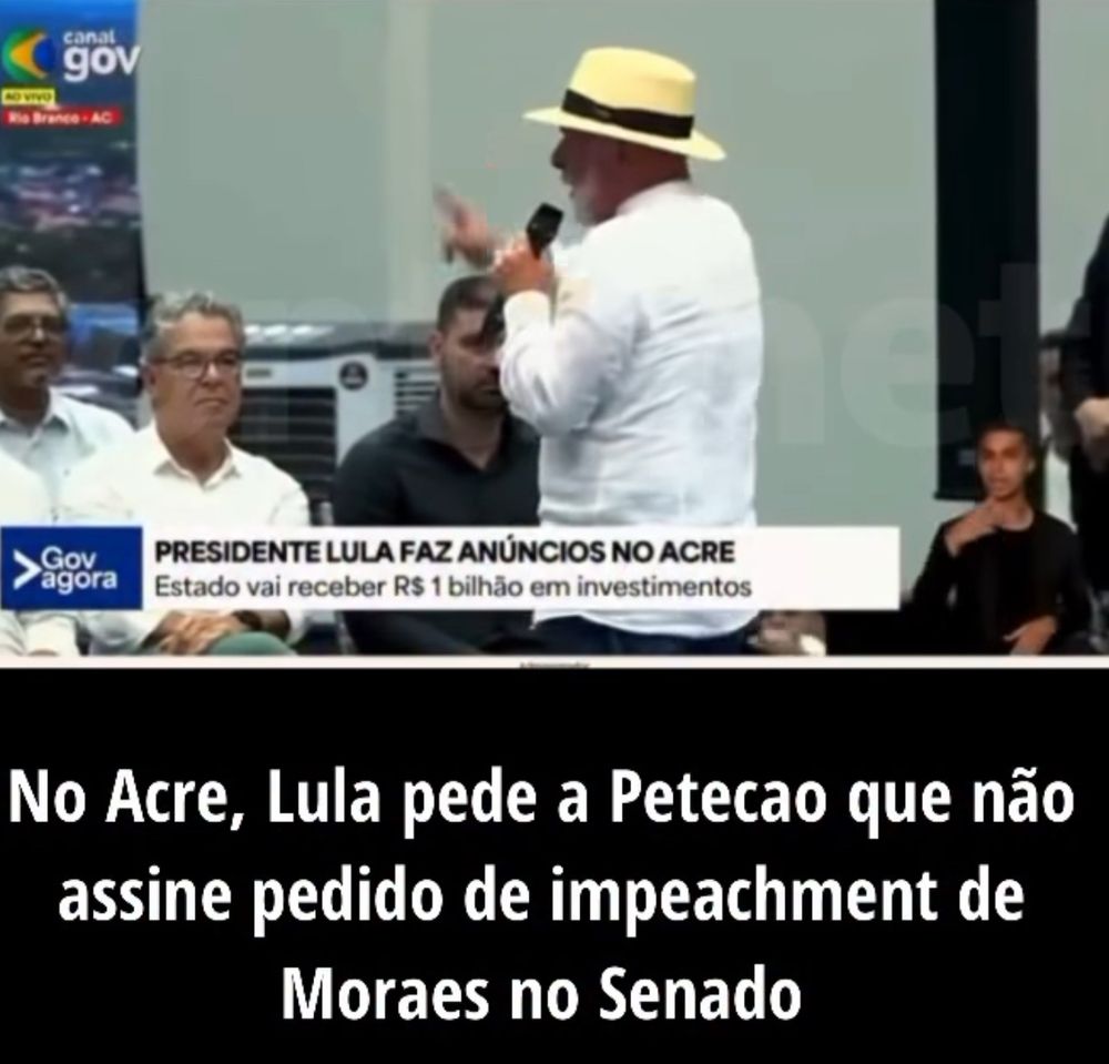 PRESIDENTE LULA FAZ ANÚNCIOS NO ACRE
Estado vai receber R$ 1 bilhão em investimentos
No Acre, Lula pede a Petecao que não assine pedido de impeachment de Moraes no Senado