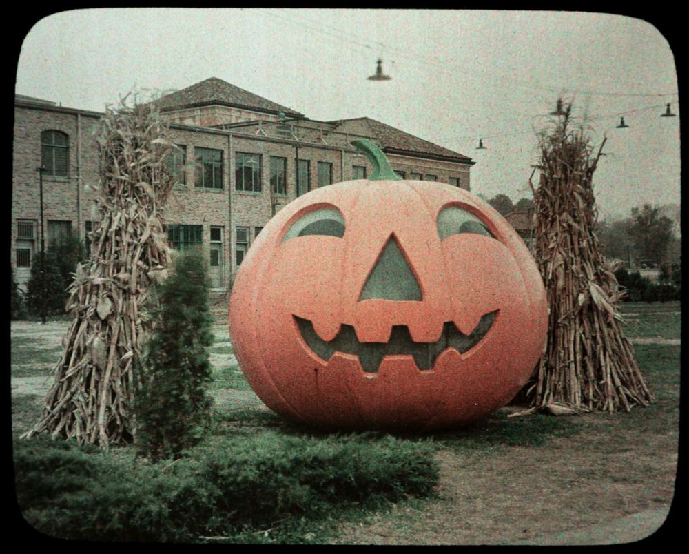Large Pumpkin decoration in KC from older film camera