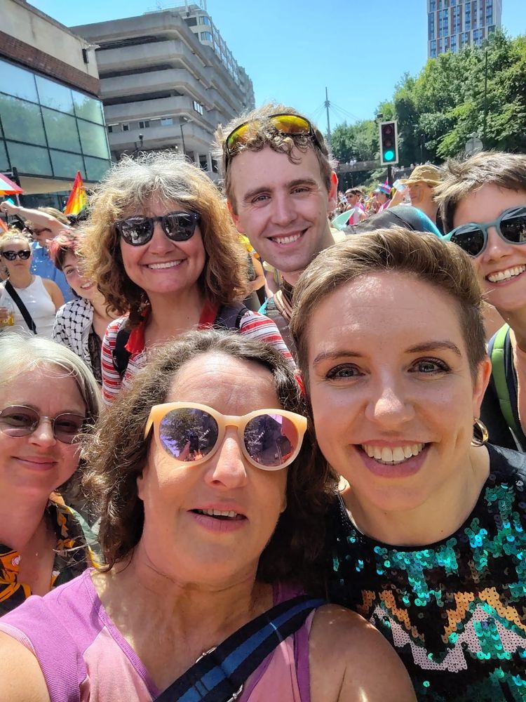 Carla Denyer, Patrick and other Bristol Green members and councillors at Bristol Pride.
