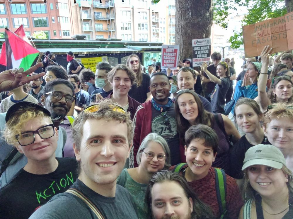Patrick with members of Bristol Green Party amid the rally protecting the hotel