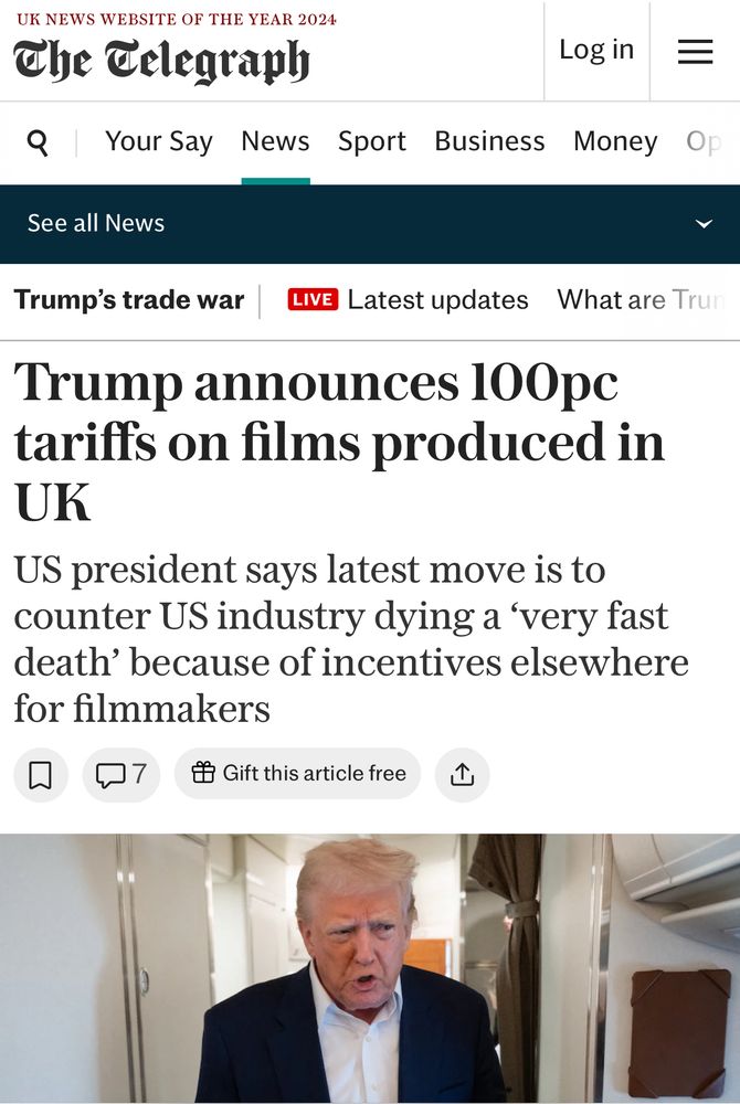 Trump announced 100pc tariffs on films produced in UK