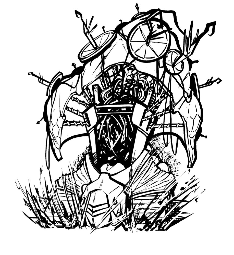 This one is a simpler frame compared to most I have posted, it is a controller/support that focuses on keeping its allies clean and its foes at bay.

It can swap its focus on either moving itself, allies, enemies, or escaping danger every turn, though it cannot choose the same form twice in a row, so some planning may be needed. It has a through line of systems that allow it to perform quick techs better than other frames for heat, and some powerful control tools near the end of its license.

Douse it in far too much 1337 speak, and you have the Merlin, the most over the top gaming chair you have ever seen.