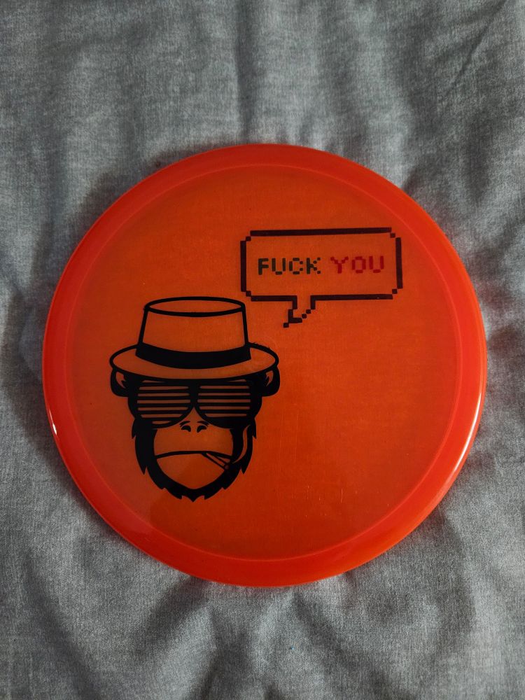 Dynamic Discs Suspect with custom F You Monkey lotion dyed design 