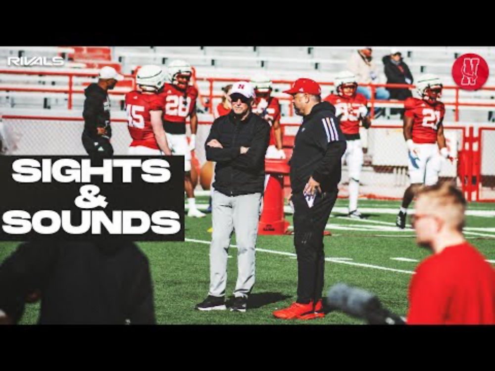 Watch Nebraska football QBs, WRs, offensive line & defense at spring practice | Sights & Sounds
