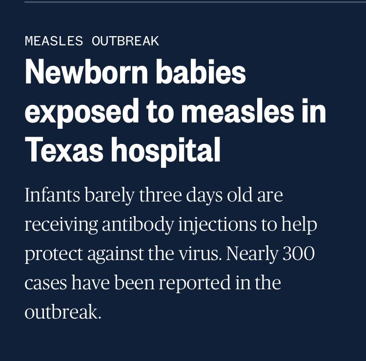 Newborn babies exposed to measles in Texas hospital
Infants barely three days old are receiving antibody injections to help protect against the virus. Nearly 300 cases have been reported in the outbreak.